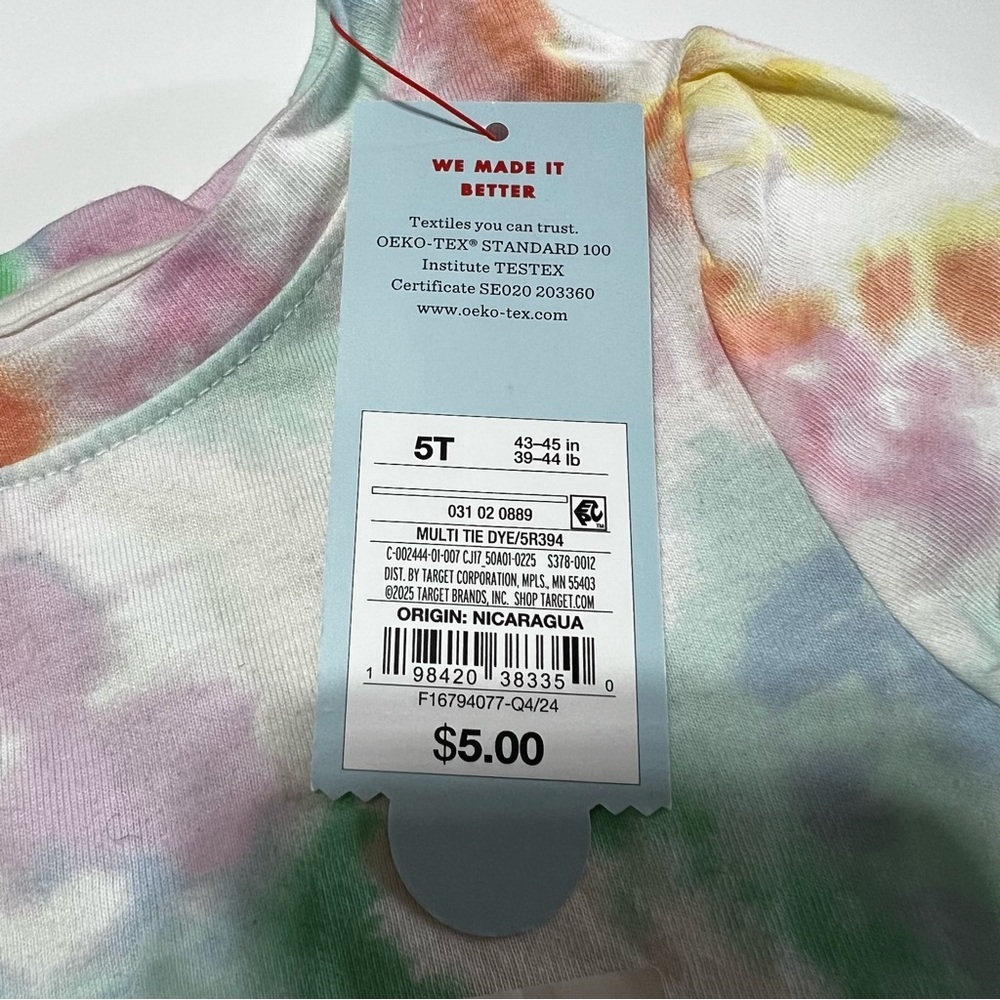 ❤️3/$15 NWT Cat & Jack Colorful Tie-Dye Kids T-Shirt - Picture 2 of 3